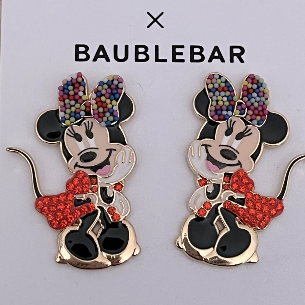 Disney x BAUBLEBAR Minnie Mouse Rhinestone Earrings New